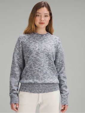 Lululemon Women’s Boxy Cotton-Blend Knit Sweater In Heathered Navy Size Small